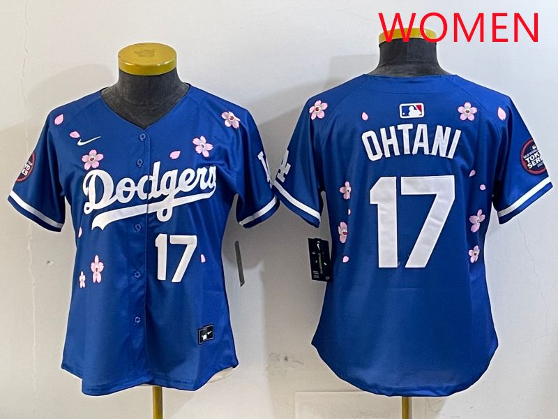 Women Los Angeles Dodgers 17 Ohtani Blue Sakura Edition 2025 Nike MLB Jersey style 8